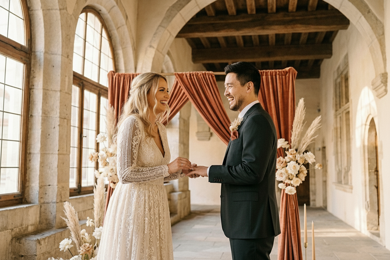 Un couple échangeant ses vœux
