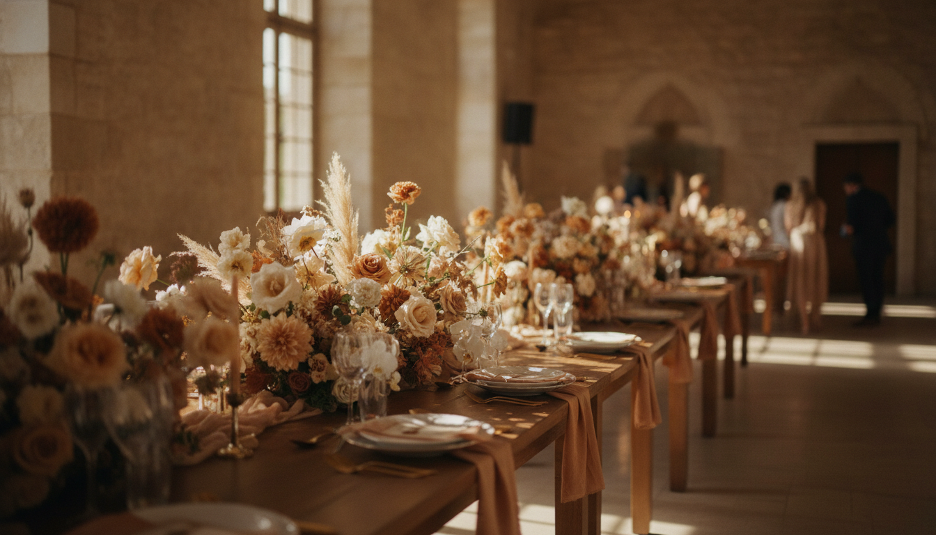 Table de réception fleurie